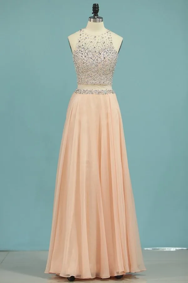 2024 Prom Dresses Scoop Beaded Bodice Chiffon PD2GRCZJ