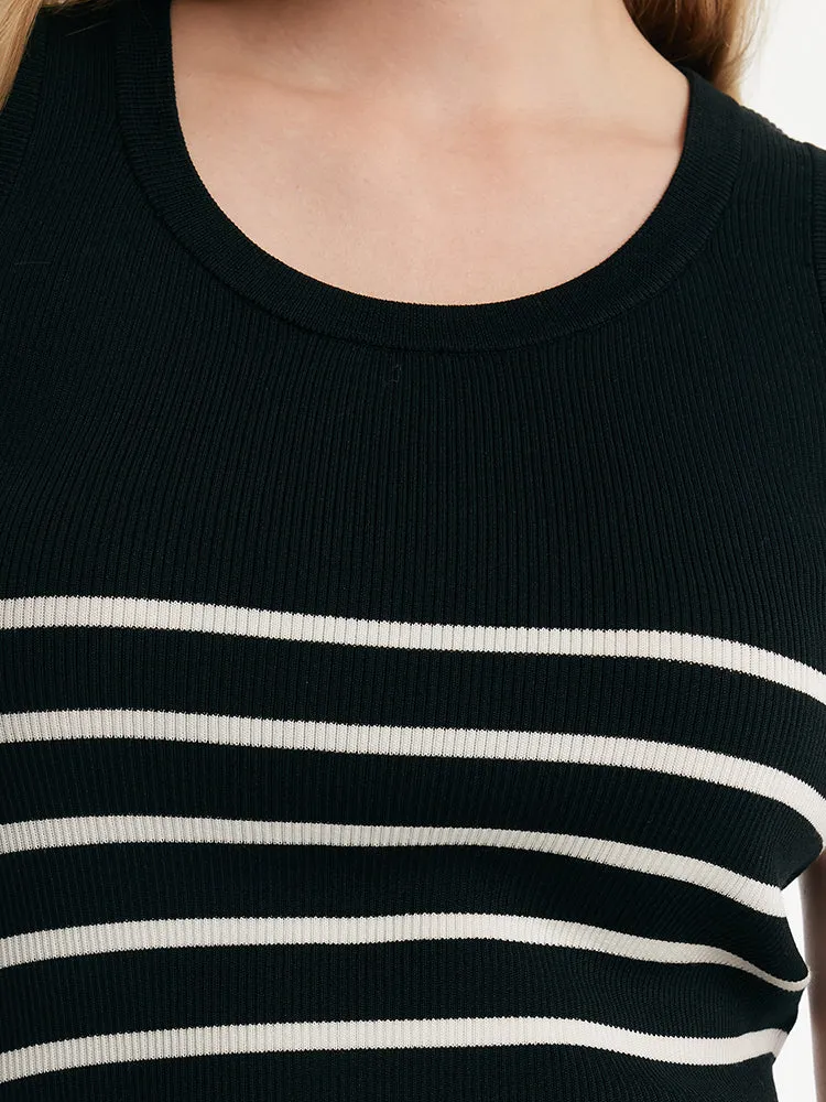 Acetate Cotton Knitted Striped Tank Top