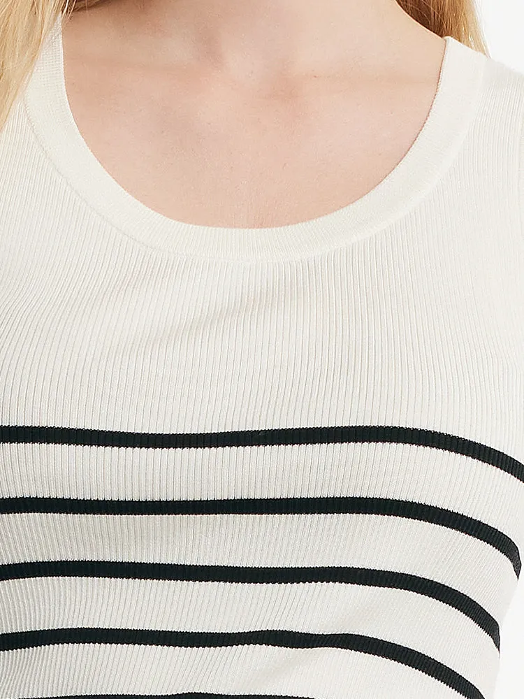 Acetate Cotton Knitted Striped Tank Top