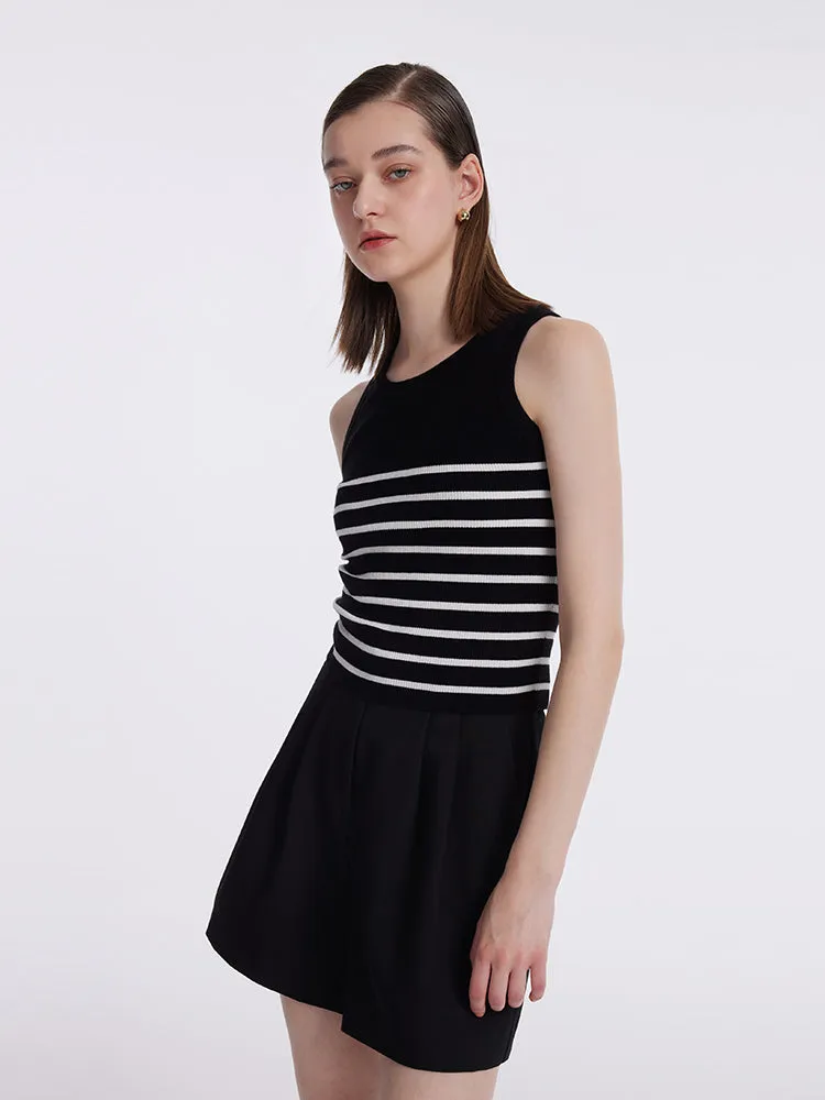 Acetate Cotton Knitted Striped Tank Top