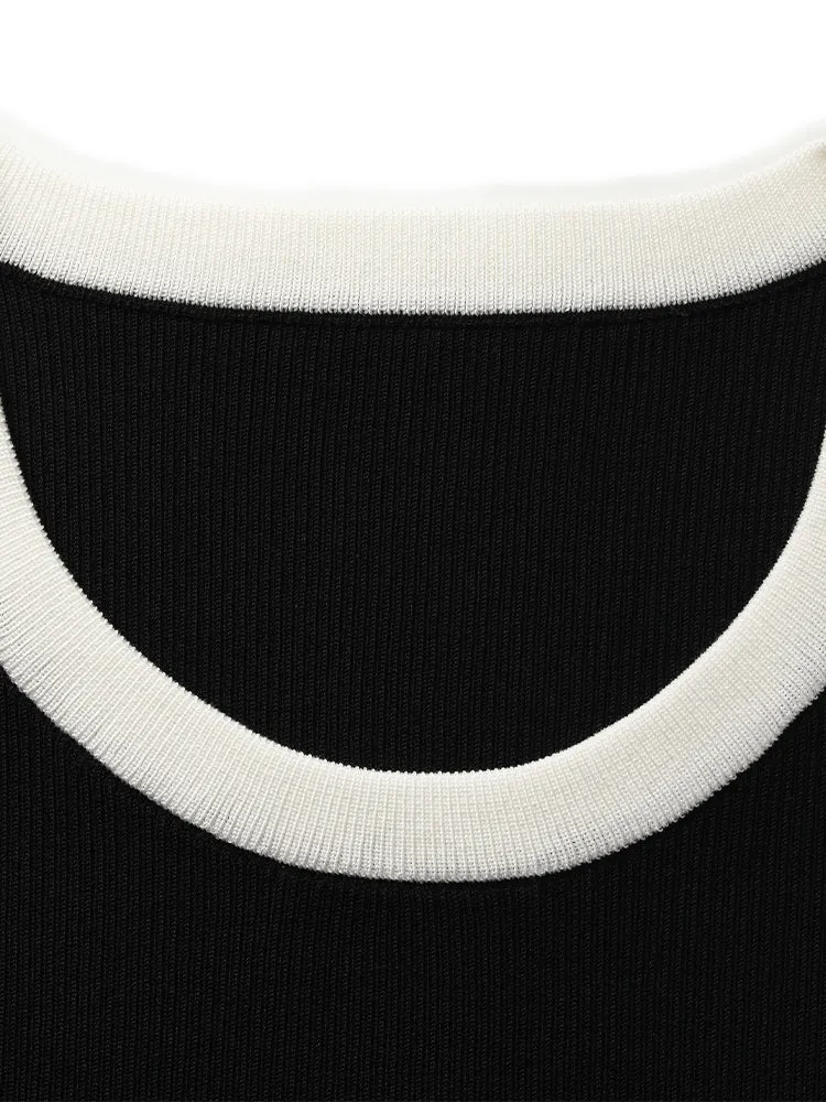 Acetate Cotton Knitted Striped Tank Top