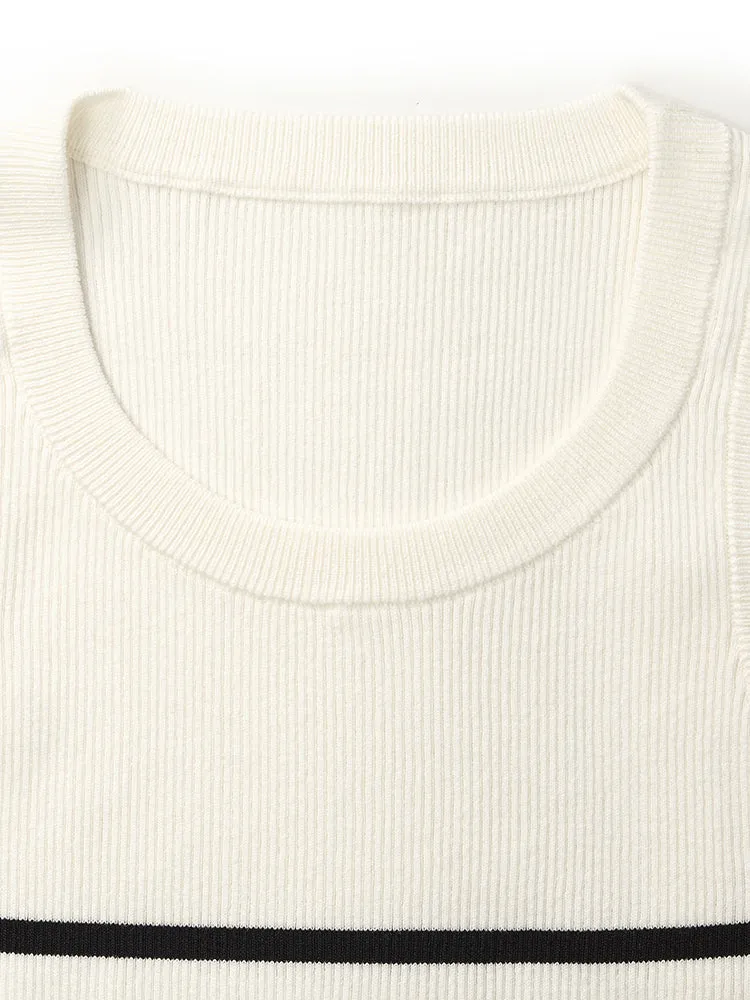 Acetate Cotton Knitted Striped Tank Top