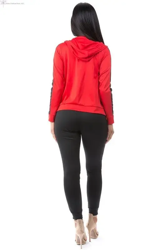 Activewear 3 Piece Set Red Long Sleeves