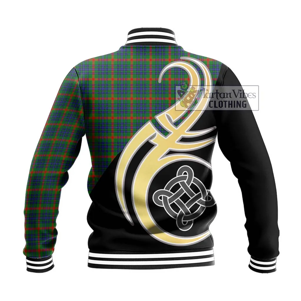 Aiton Tartan Baseball Jacket with Family Crest and Celtic Symbol Style