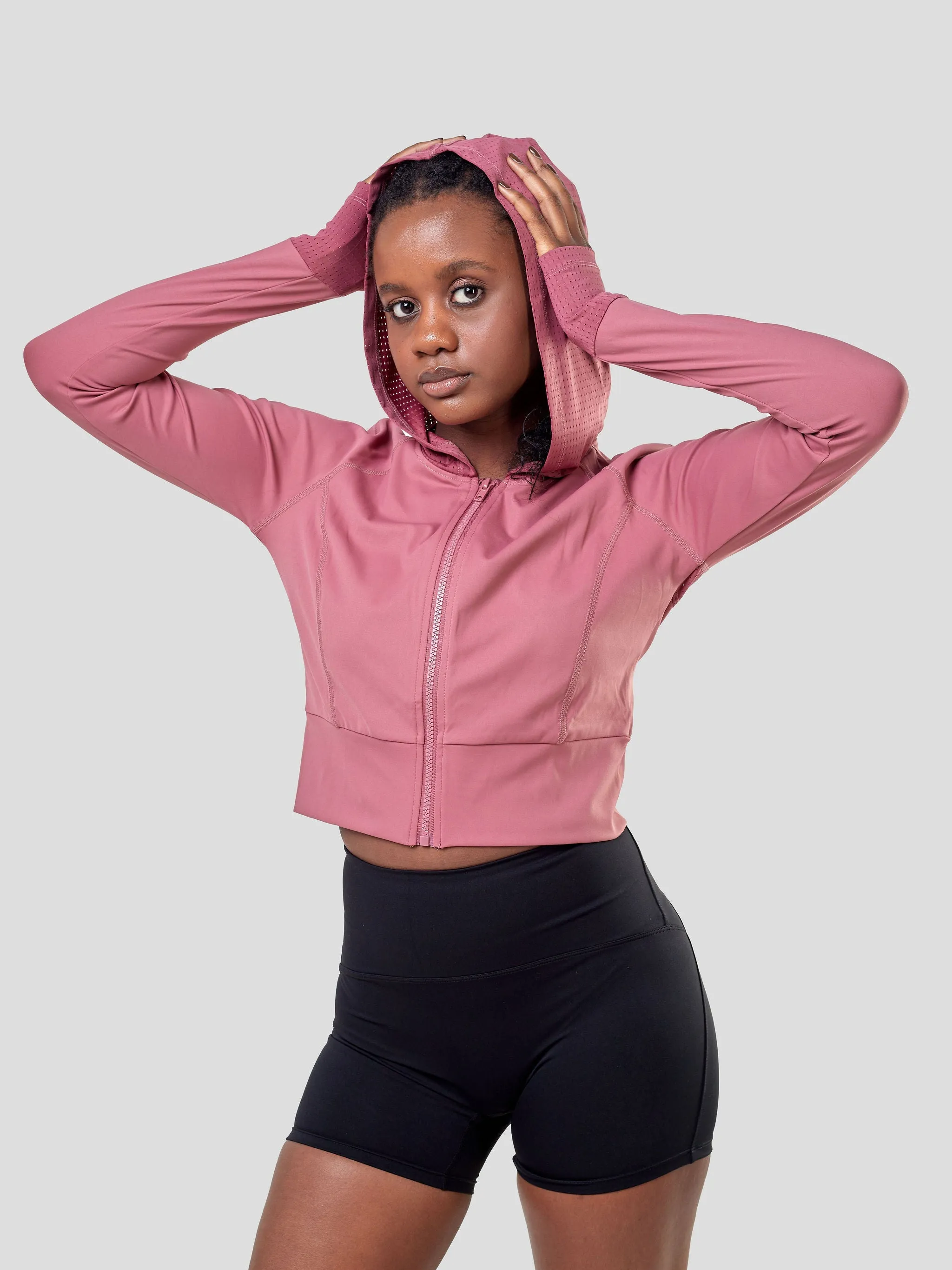 Ava Fitness Long Sleeved Zipper Top - Pink