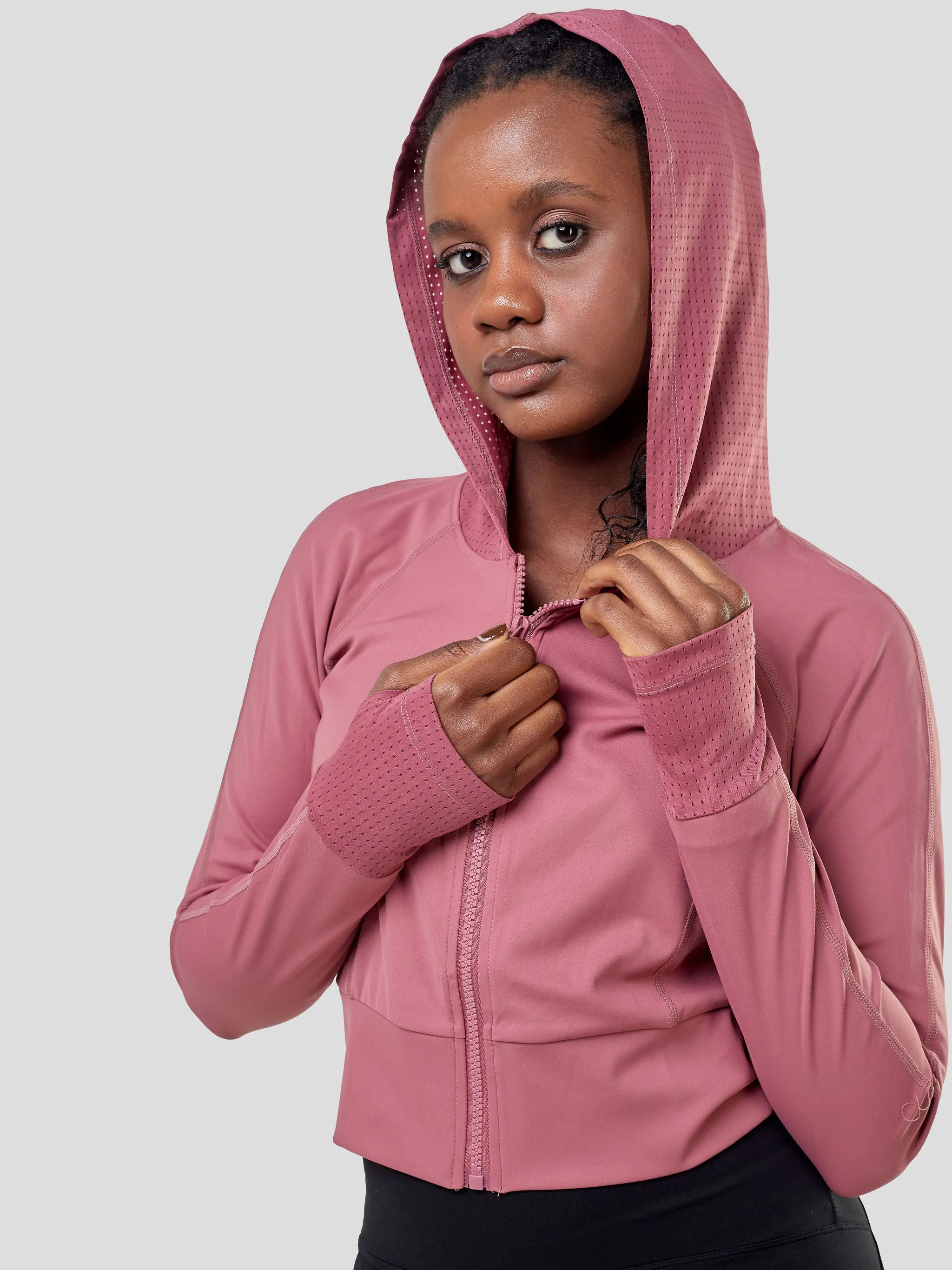 Ava Fitness Long Sleeved Zipper Top - Pink