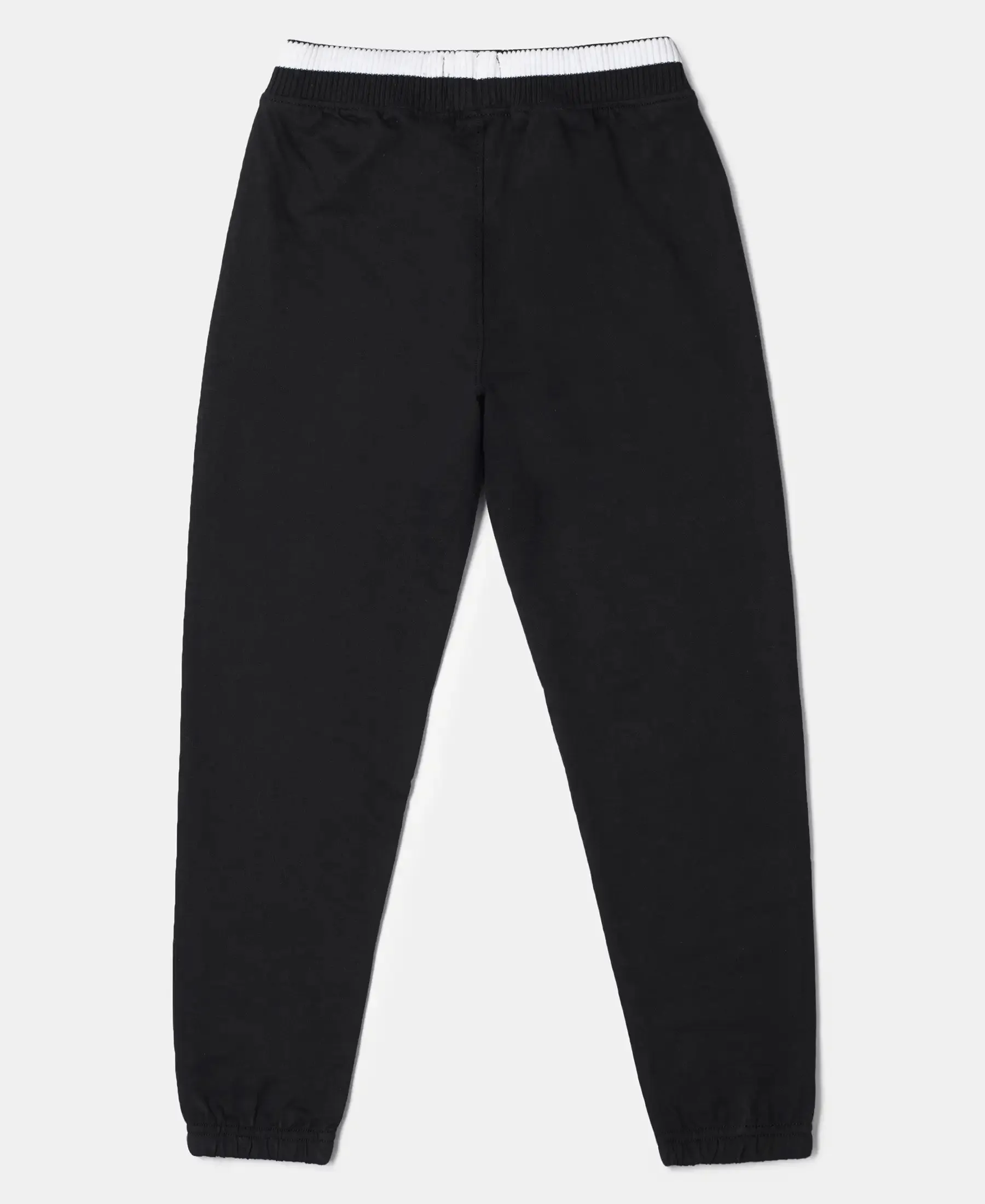 Boy's Super Combed Cotton Rich French Terry Graphic Printed Joggers with Elasticated Hem - Black