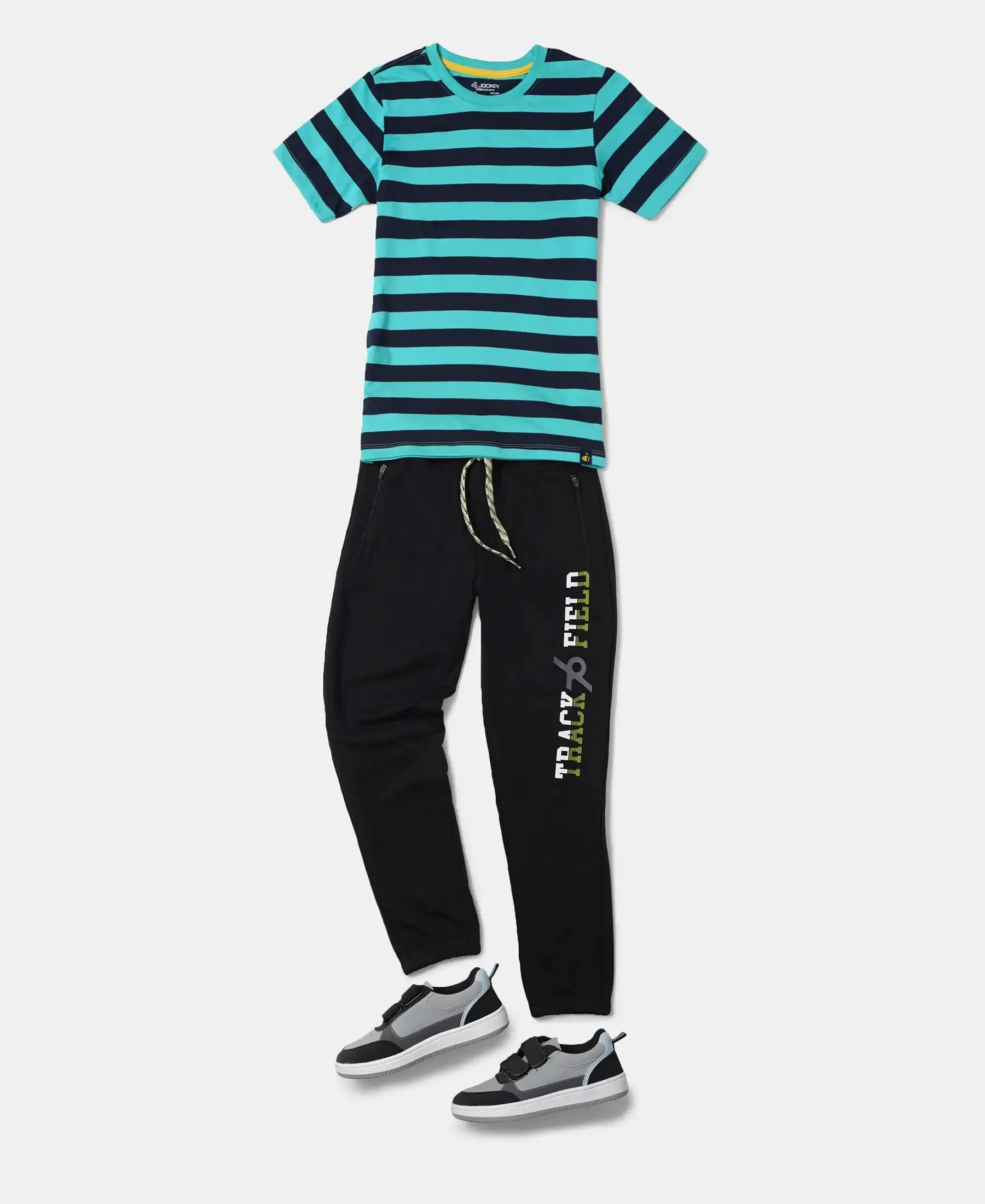 Boy's Super Combed Cotton Rich French Terry Graphic Printed Joggers with Elasticated Hem - Black