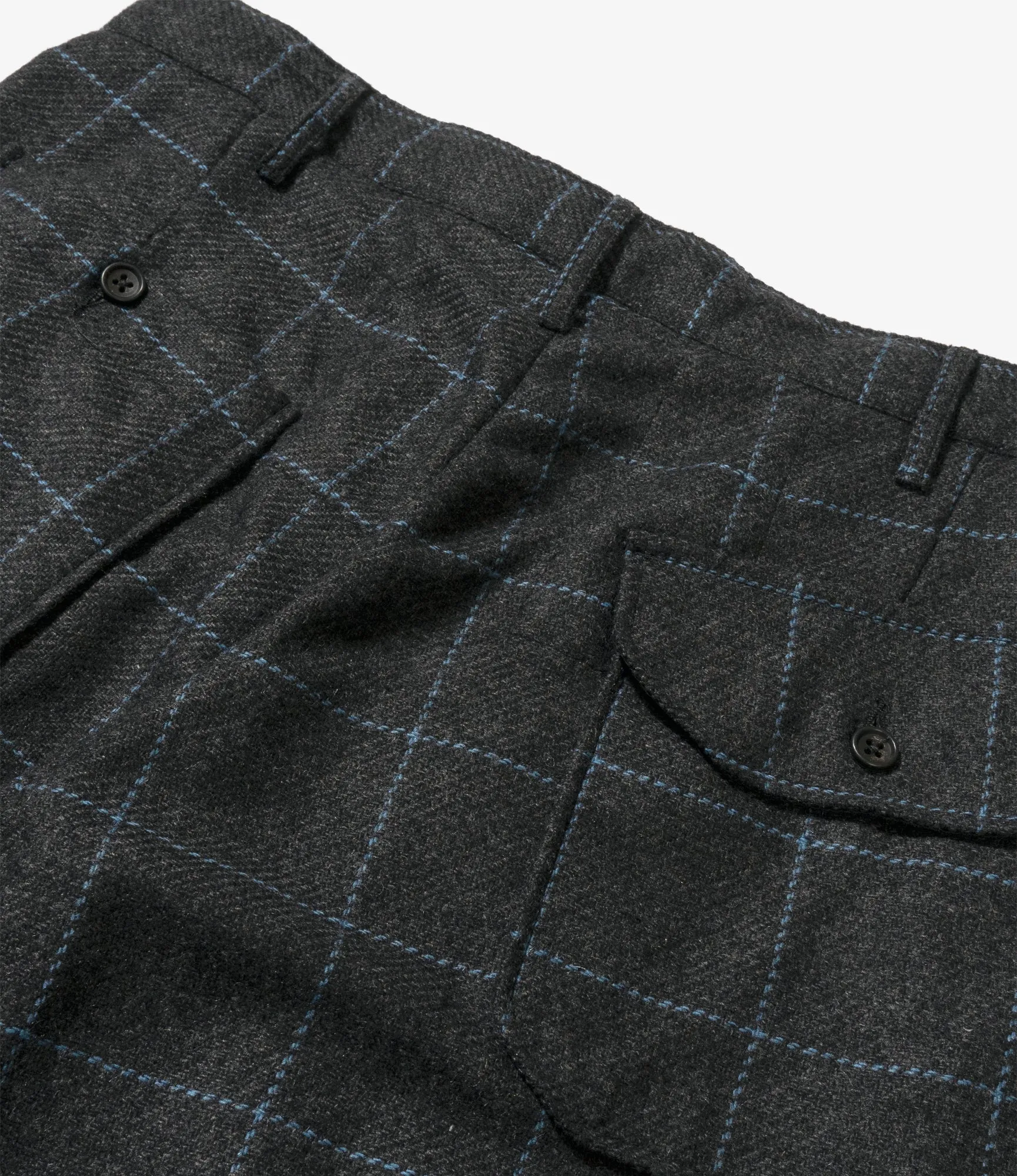 Engineered Garments Carlyle Pant - Charcoal/Lt. Blue Wool Poly Windowpane