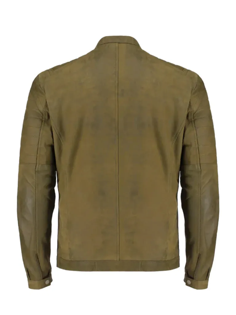 Green Biker Genuine Leather Jacket