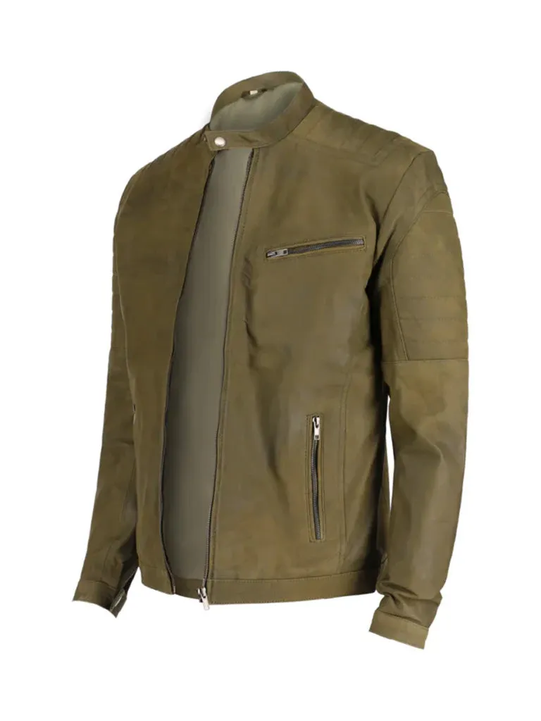 Green Biker Genuine Leather Jacket