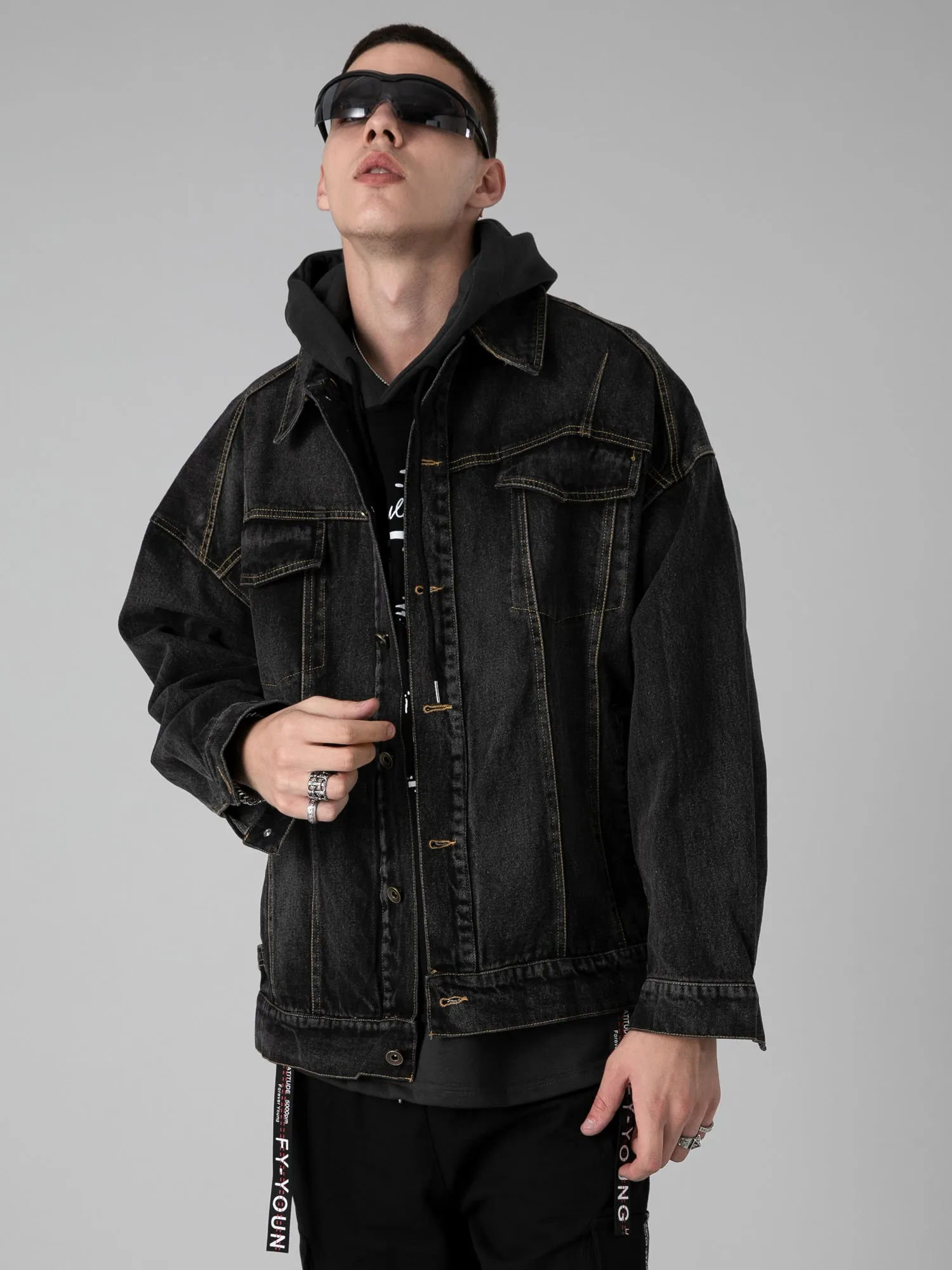 JUSTNOTAG Fashion Letter Cotton Turn-down Collar Jackets