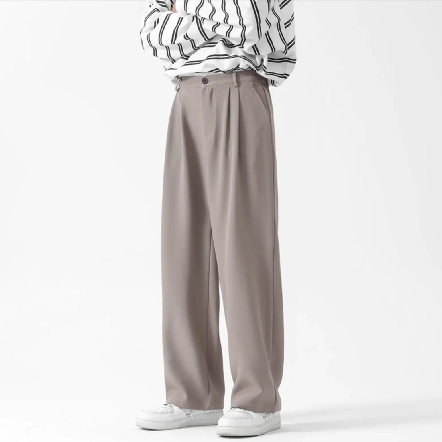 [Korean Style] 2 Colors Semi-Wide Full Length Pants