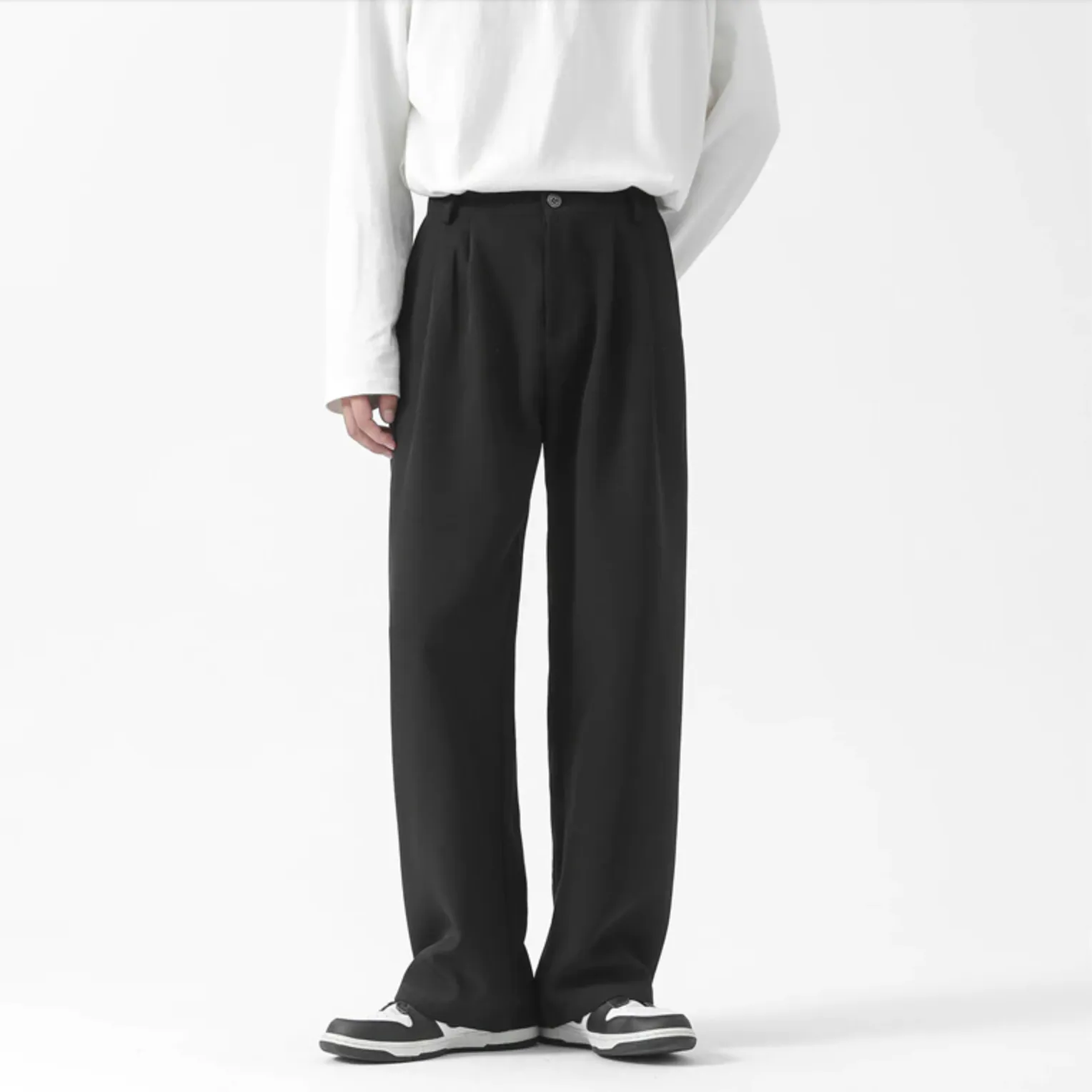 [Korean Style] 2 Colors Semi-Wide Full Length Pants