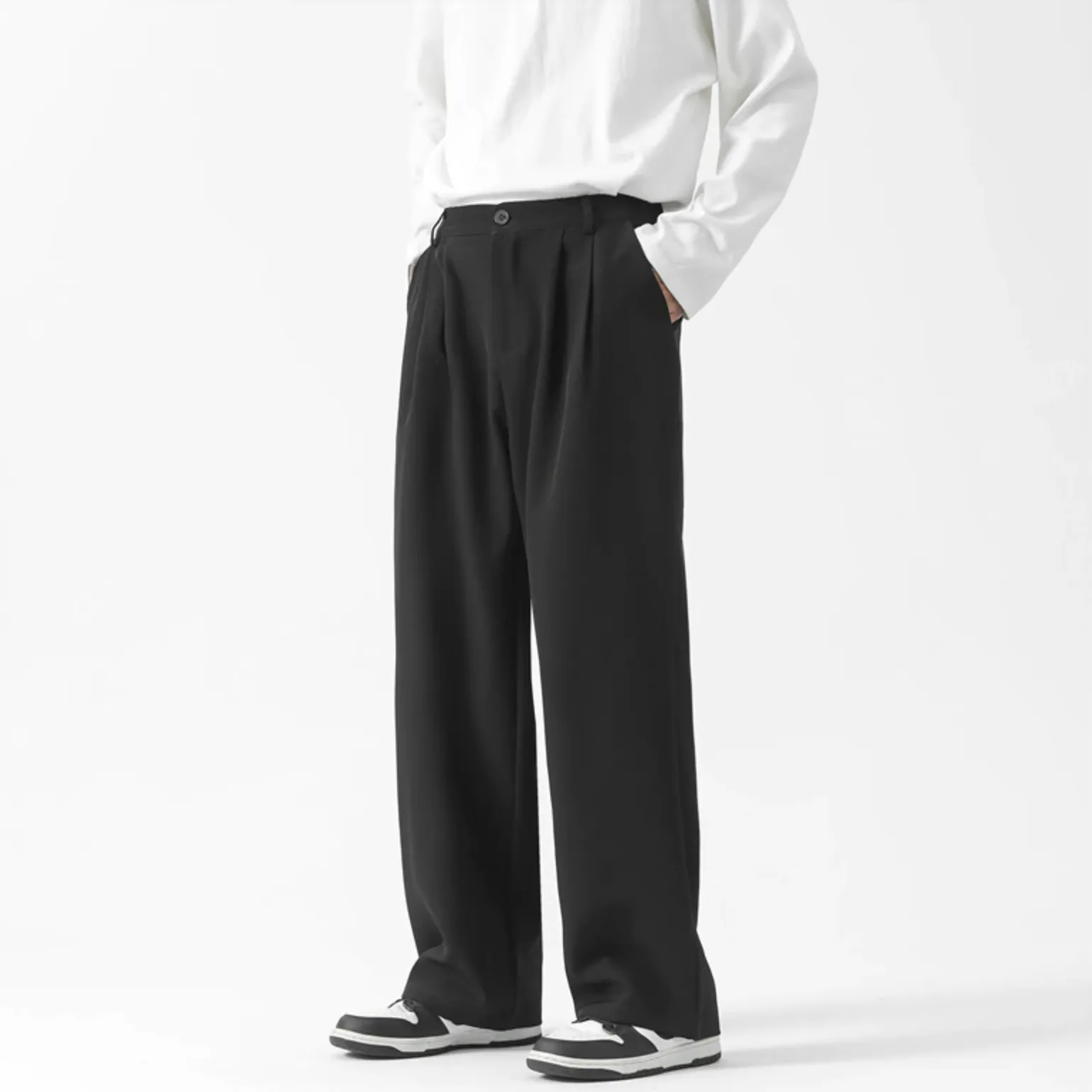 [Korean Style] 2 Colors Semi-Wide Full Length Pants