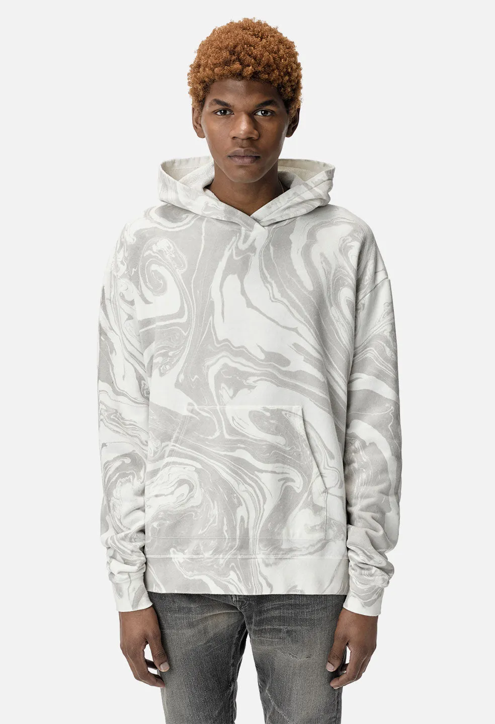 Marble Dye Hoodie / Grey