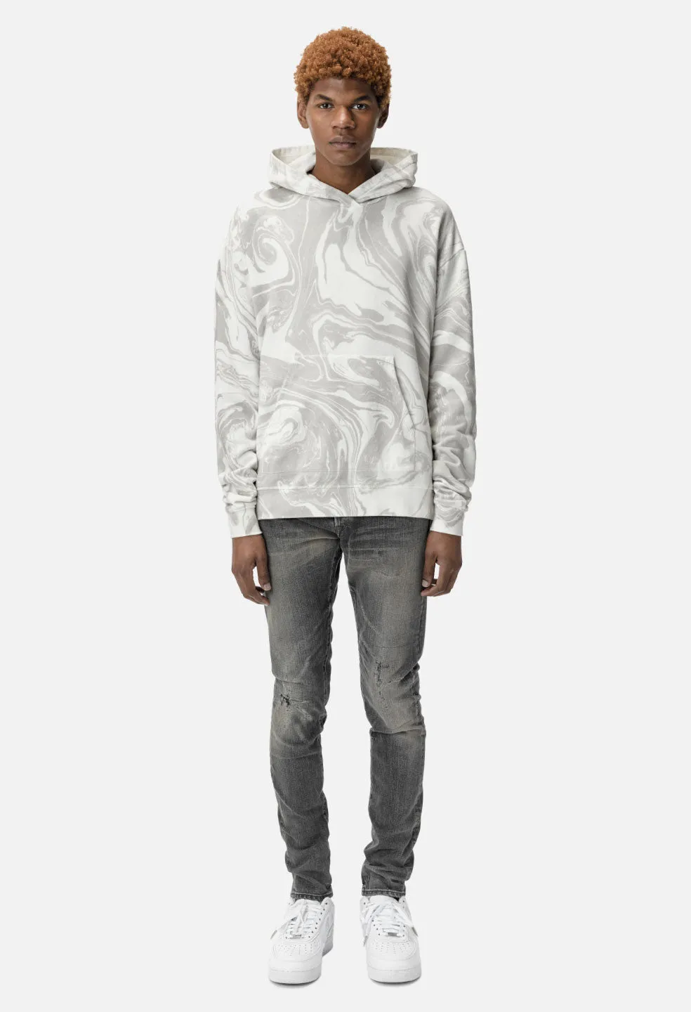 Marble Dye Hoodie / Grey
