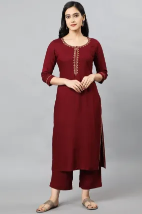 Maroon Jehlum Kurta Pants Set