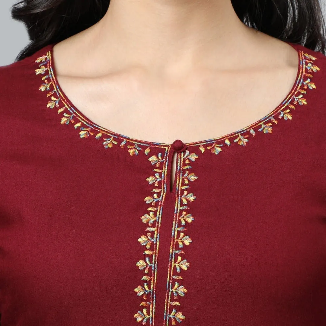 Maroon Jehlum Kurta Pants Set