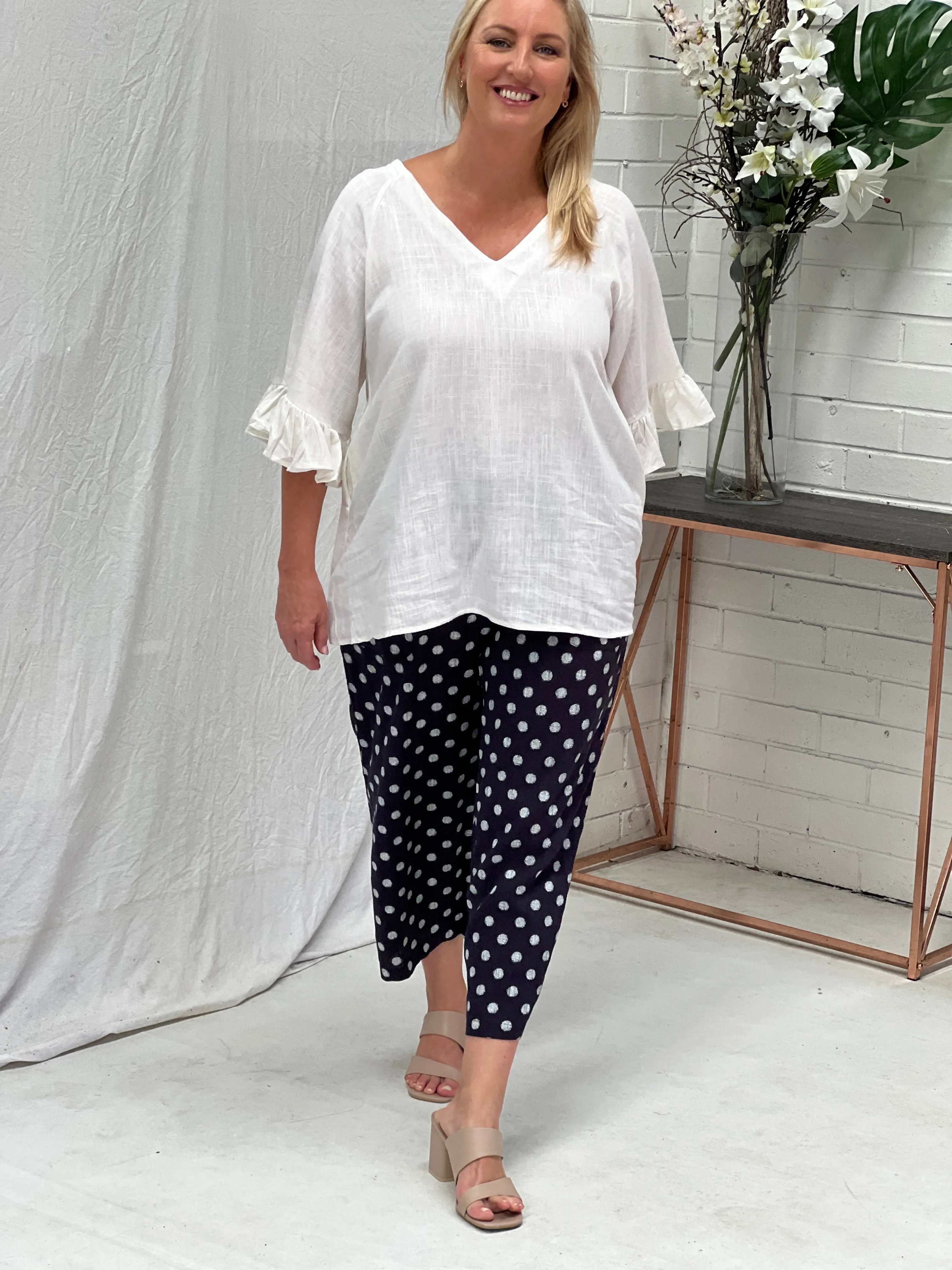 Niylah Spot Linen Pants