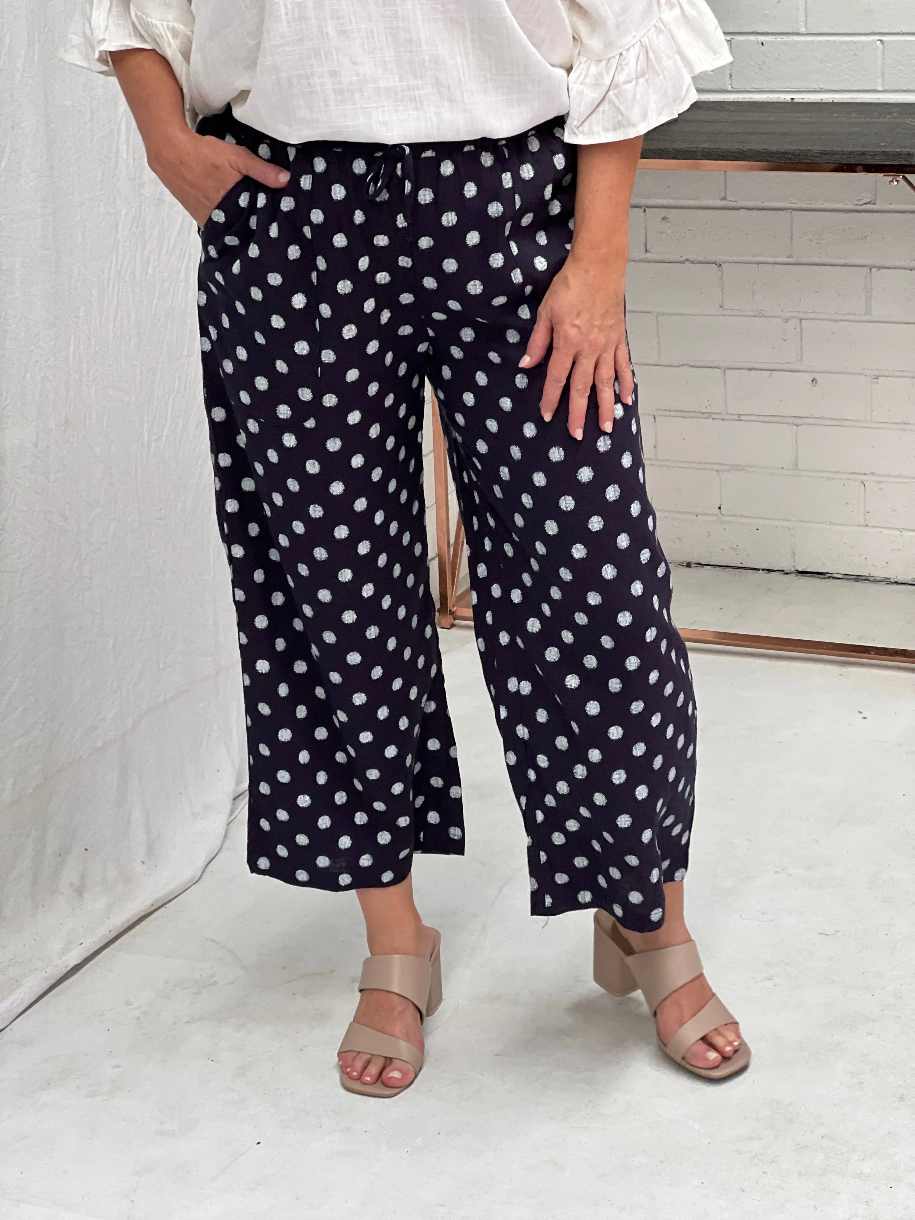 Niylah Spot Linen Pants