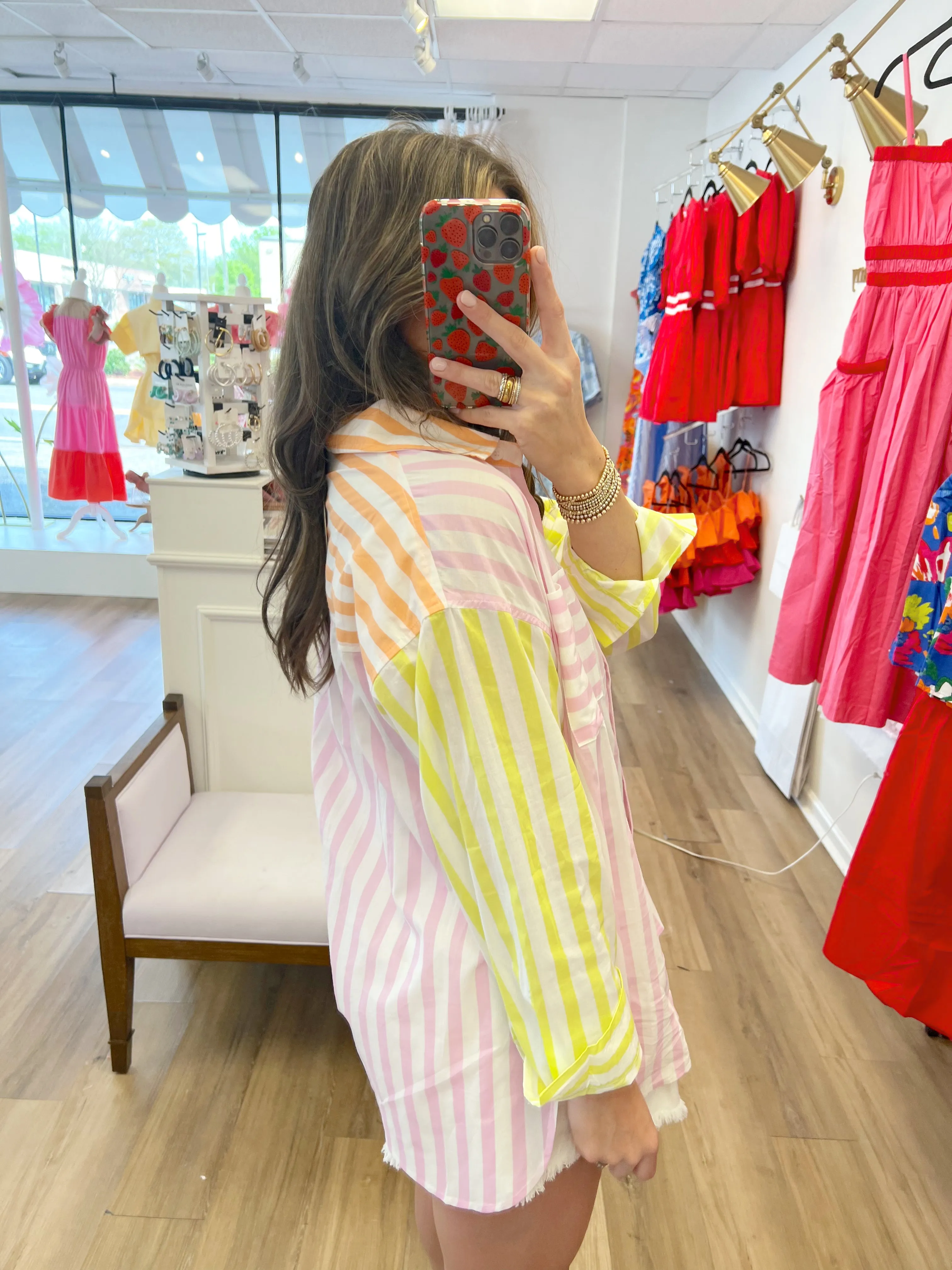 Sherbet Stripe Button Down Top