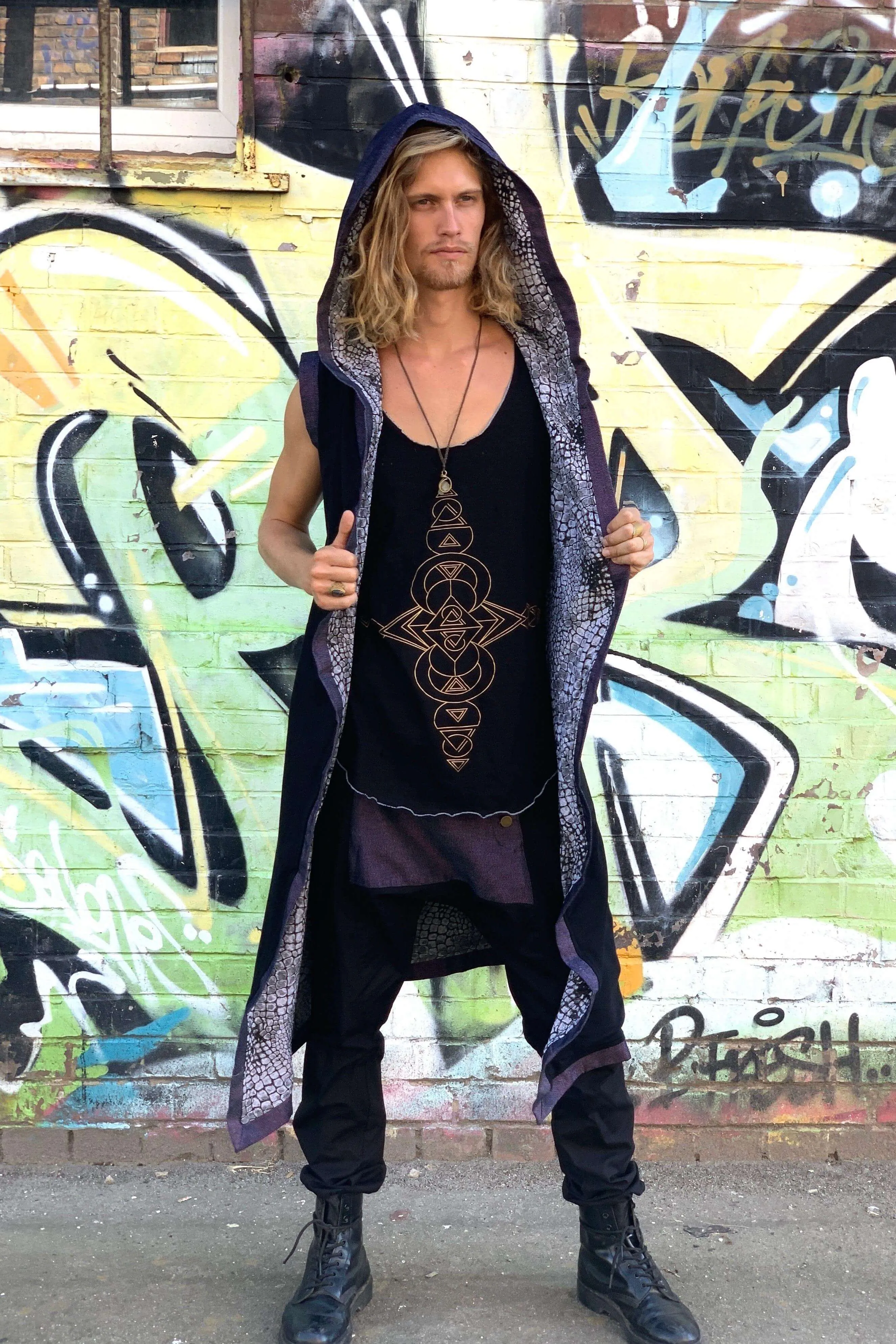 TAIKA WARRIOR - Hooded Jedi & Shamanic Style Burning Man Cape
