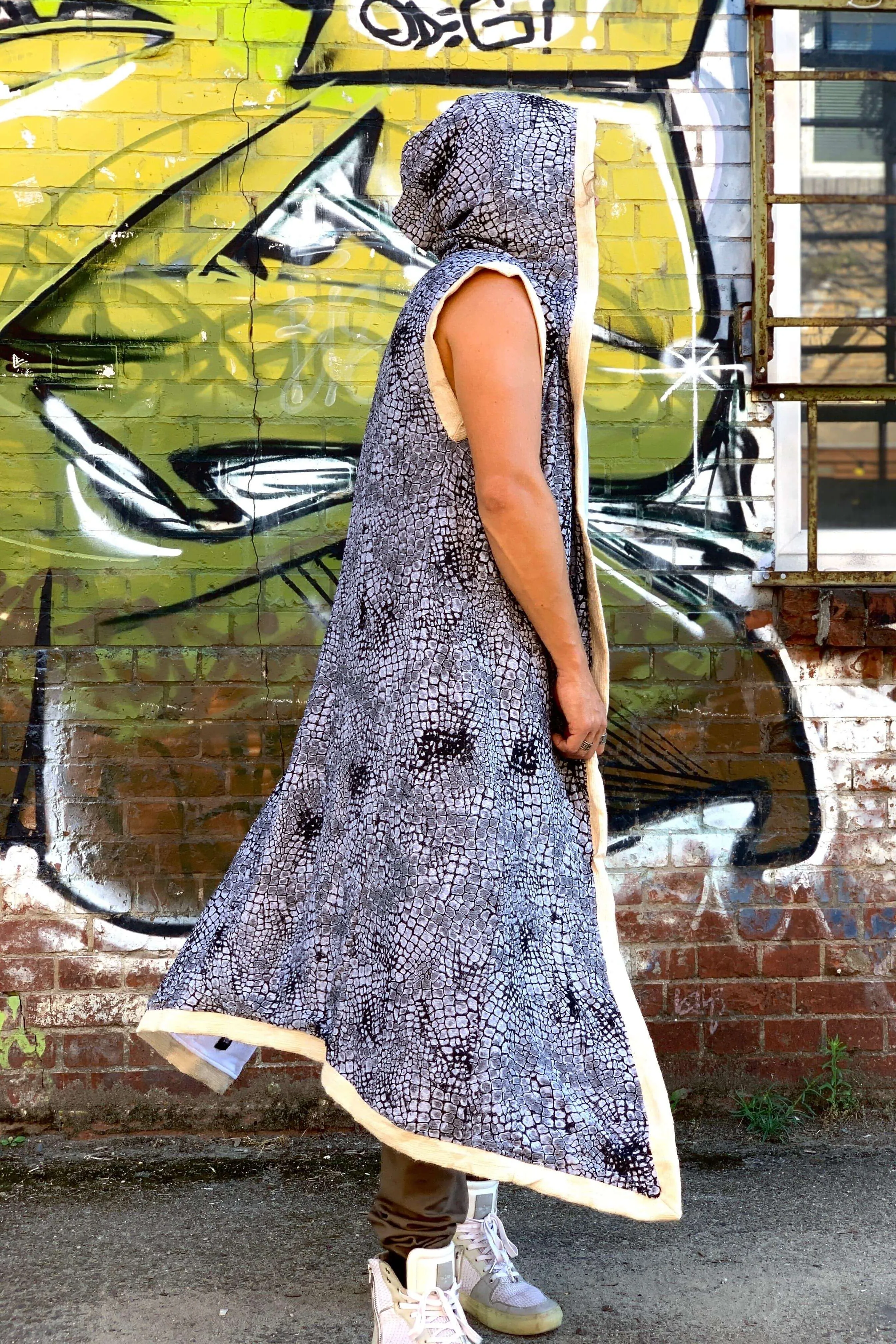 TAIKA WARRIOR - Hooded Jedi & Shamanic Style Burning Man Cape