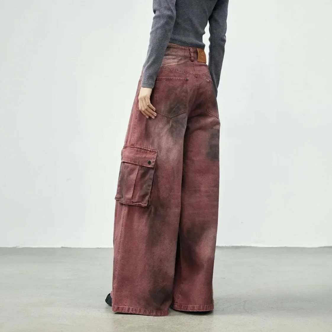 Y2k Tie-Dye High-Waisted Baggy Cargo Jeans
